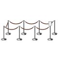 Montour Line Stanchion Post & Rope Kit Pol.Steel, 8FlatTop 7Tan Rope 8.5x11V Sign C-Kit-7-PS-FL-1-Tapped-1-8511-V-7-PVR-TN-PS